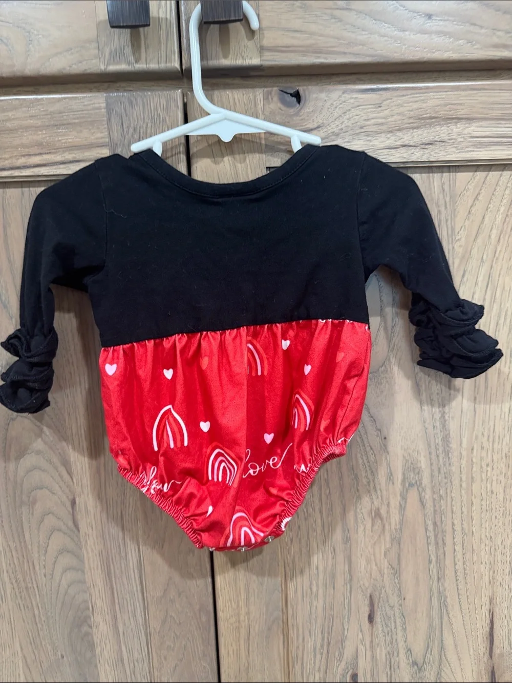 Black and Red Rainbow Heart Baby One-Piece
